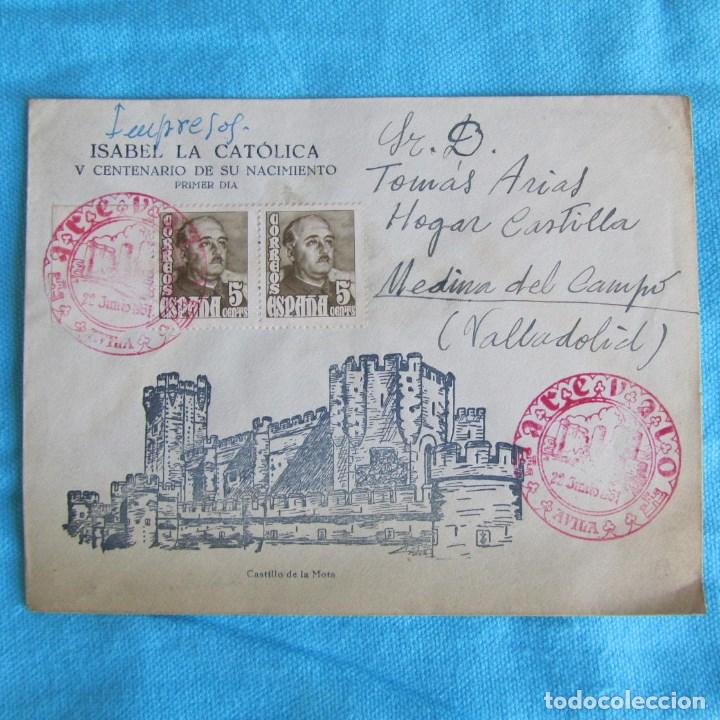 Sellos: 1951. Sobre primer d&iacute;a V Centenario de Isabel la Cat&oacute;lica - Foto 1