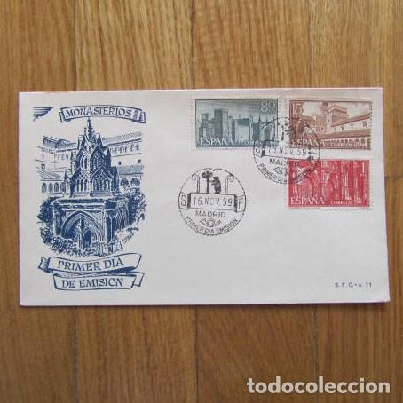 Sellos: 1959. Sobre de primer d&iacute;a Monasterios - Foto 1