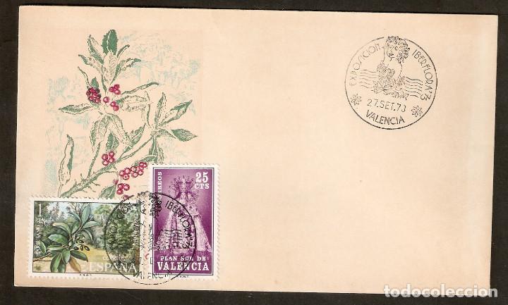 Selos: ESPA&Ntilde;A. 1973. SOBRE FILATELICO IBERFLORA 73. VALENCIA . flores