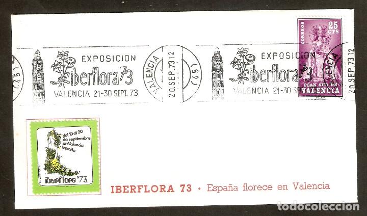Briefmarken: ESPA&Ntilde;A. 1973. SOBRE FILATELICO IBERFLORA 73. VALENCIA .