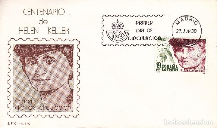 Sellos: SOBRE: 1980 MADRID. CENTENARIO HELEN KELLER - Foto 1