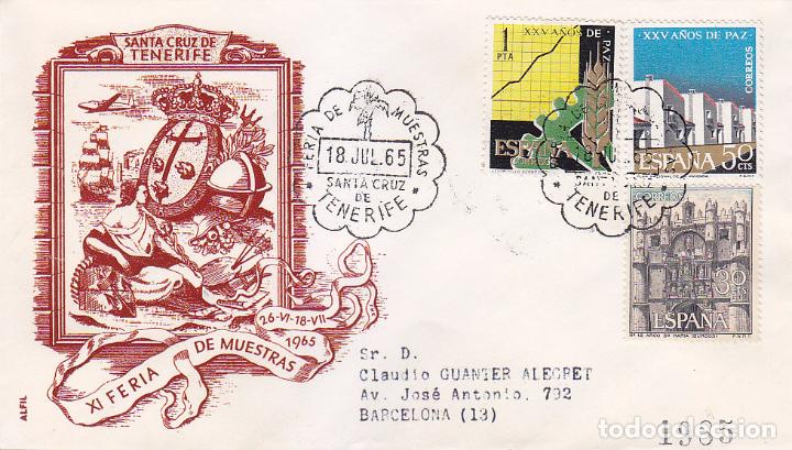Sellos: FERIA MUESTRAS, SANTA CRUZ DE TENERIFE CANARIAS 18 JULIO 1965. MATASELLOS SOBRE CIRCULADO ALFIL RWR