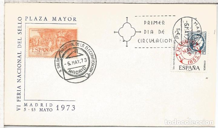 Sellos: MADRID 1973 FDC + MAT SALON ELECTRICIDAD - Foto 1