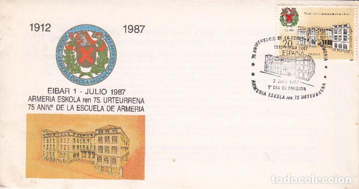 Sellos: SOBRE: 1987 EIBAR. 75 ANIV. DE LA ESCUELA DE ARMERIA - Foto 1