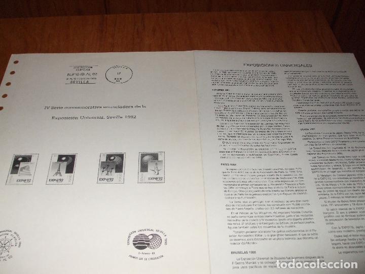Sellos: .documento oficial expo 92 n&ordm; 2 variedad sin n&ordm; de tirada en nuevo, III rumbo al 92, + foto