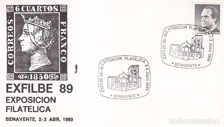 Sellos: IGLESIA DE SANTA MARIA DEL AZOGUE IX EXFILBE, BENAVENTE (ZAMORA) 1989 RARO MATASELLOS EN SOBRE FLASH