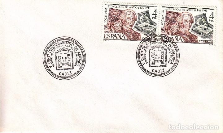 Sellos: SOBRE: 1989 CADIZ. AVIACION Y ESPACIO - Foto 1