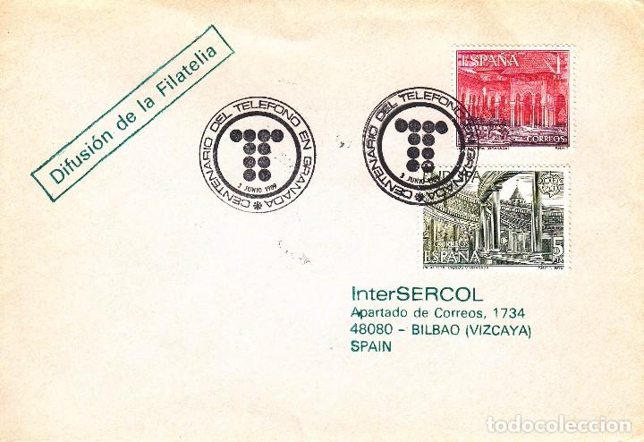 Sellos: SOBRE: 1989 GRANADA. CENTENARIO DEL TELEFONO - Foto 1