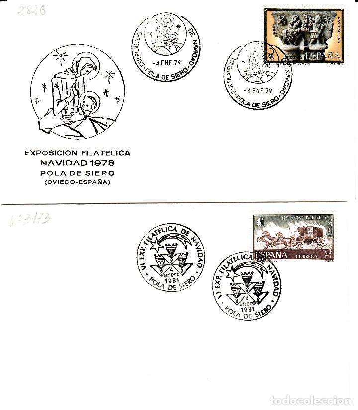 Sellos: MATASELLOS POLA DE SIERO(OVIEDO) - 2 EXP.FILATELICA DER NAVIDAD 1979-1981