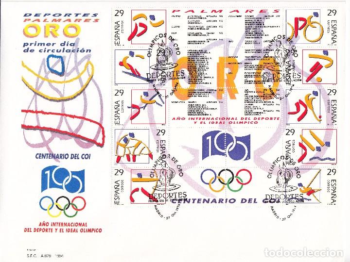 Sellos: SOBRE: 1994 MADRID. DEPORTES - PALMARES - CENTENARIO DEL COI - Foto 1