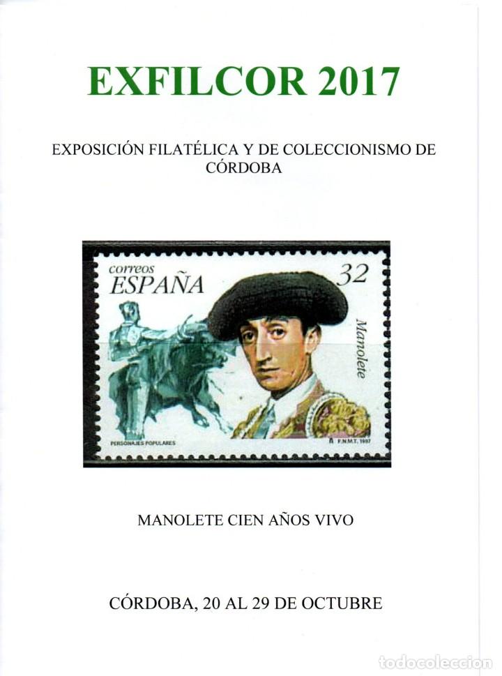 Sellos: BOLETIN EXPOSICION EXFILCOR-2017. CENTENARIO MANOLETE. - Foto 1
