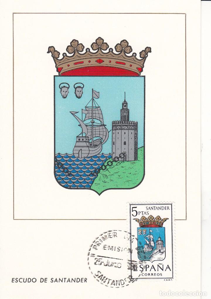 Sellos: TARJETA POSTAL: 1965 SANTANDER. ESCUDO - Foto 1