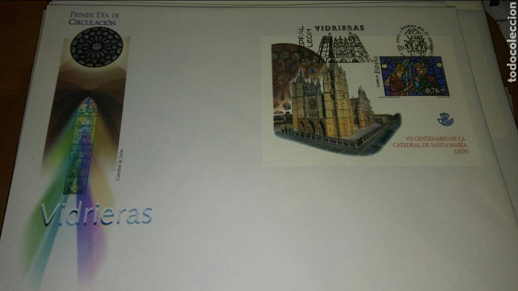 Sellos: Sobre primer d&iacute;a a&ntilde;o 2003 vidrieras - Foto 1