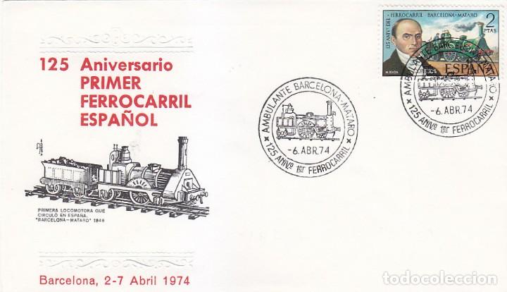 Timbres: TRENES AMBULANTE BARCELONA-MATARO 125 ANIVERSARIO FERROCARRIL 1974. RARO MATASELLOS EN SOBRE DE TOPO