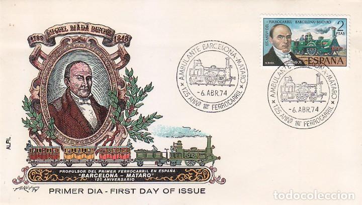 Timbres: TRENES AMBULANTE BARCELONA-MATARO 125 ANIVERSARIO FERROCARRIL 1974. RARO MATASELLOS EN SOBRE ALFIL.