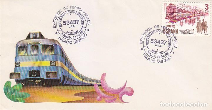 Briefmarken: TRENES PALACIO DE SASTAGO EXPOSICION FERROCARRILES, ZARAGOZA 1987. MATASELLOS FERROCARRIL EN SOBRE.