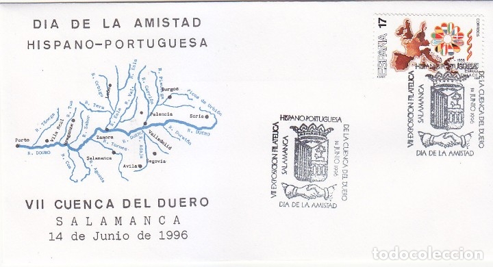 Stamps: DIA AMISTAD HISPANO-PORTUGUESA VII EXPOSICION CUENCA DUERO, SALAMANCA 1996. MATASELLOS EN RARO SOBRE