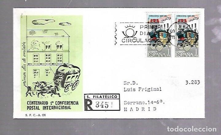Sellos: SOBRE PRIMER DIA. CENTENARIO 1&ordm; CONFERENCIA POSTAL INTERNACIONAL. - Foto 1