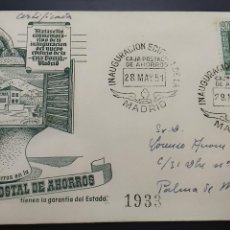 Sellos: INAUGURACION EDIFICIO DE LA CAJA POSTAL DE AHORROS. MADRID 1951. SOBRE CIRCULADO. Lote 123557343