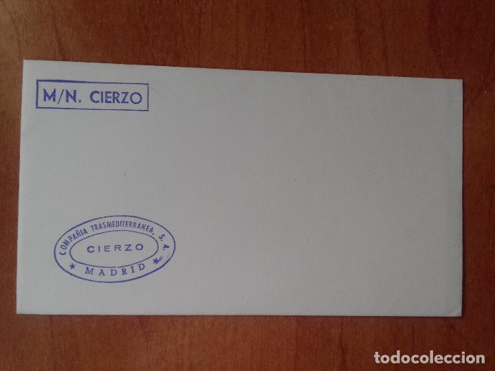 Sellos: SOBRE. COMPA&Ntilde;IA TRANSMEDITERRANEA, S. A. CIERZO. MADRID. - Foto 1