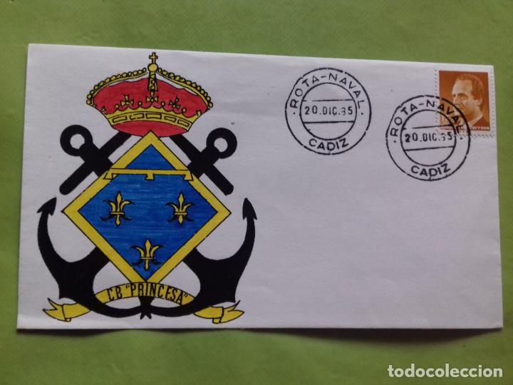 Sellos: SOBRE. CB. PRINCESA. ROTA NAVAL. 1985. CADIZ. - Foto 1