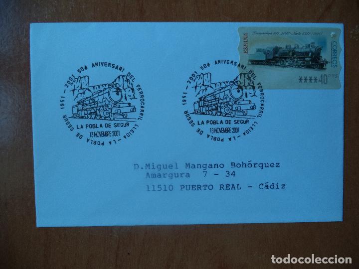 Sellos: SOBRE. 50 ANIVERSARI DEL FERROCARRIL. 2001. LLEIDA. - Foto 1
