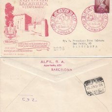 Sellos: AÑO 1951, V CENTENARIO ISABEL LA CATÓLICA, MATASELLO AREVALO (AVILA), SOBRE DE ALFIL CIRCULADO. Lote 127770755