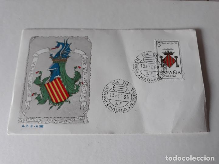 Sellos: SOBRE PRIMER DIA PROVINCIA DE VALENCIA 1966 - Foto 1