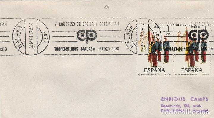 Sellos: TORREMOLINOS ( M&Aacute;LAGA)  1978 - V CONGRESO DE OPTICA Y OPTOMETRIA - SOBRE CON MATASELLOS DE RODILLO