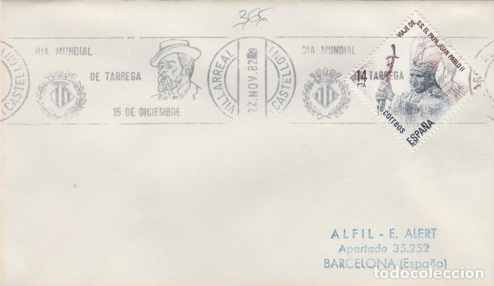 Sellos: VILLARREAL ( CASTELLON) 1982 - DIA MUNDIAL DE TARREGA - SOBRE CON MATASELLOS DE RODILLO