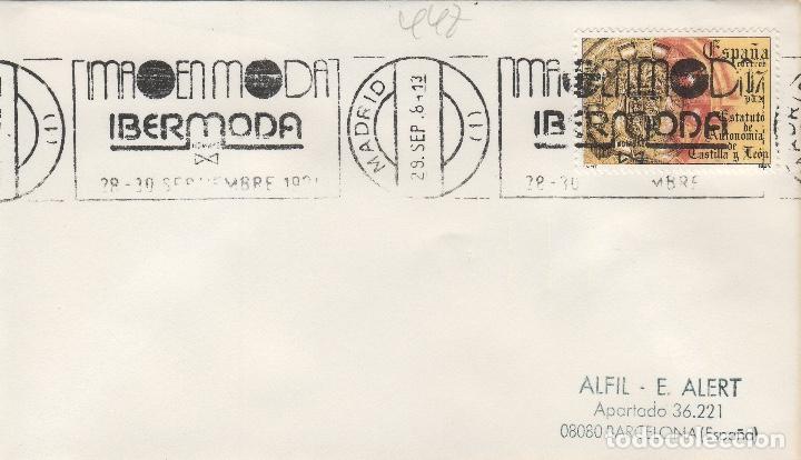 Sellos: MADRID 1984 -  IBERMODA MODA - SOBRE CON MATASELLOS DE RODILLO - Foto 1