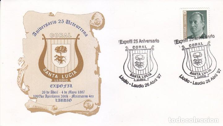 Stamps: MUSICA CORAL SANTA LUCIA 25 ANIVERSARIO, LAUDIO LLODIO (ALAVA) 1997. RARO MATASELLOS SOBRE ILUSTRADO