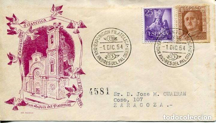 Timbres: SAN ANDR&Eacute;S DE PALOMAR- 1954-EXPOSICI&Oacute;N FILATELICA-SOBRE PRIMER D&Iacute;A