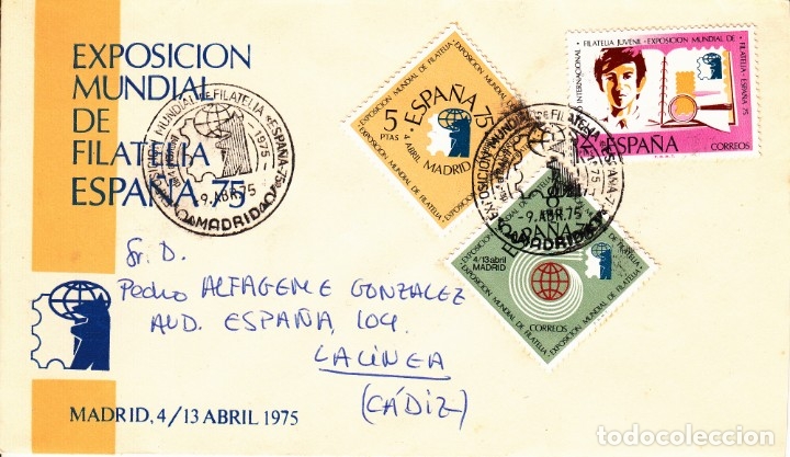Timbres: EDIFIL 2174/6. MAT&ordm; EXPOSICI&Oacute;N MUNDIAL DE FILATELIA 'ESPA&Ntilde;A 75' MADRID 9 ABR. 75.