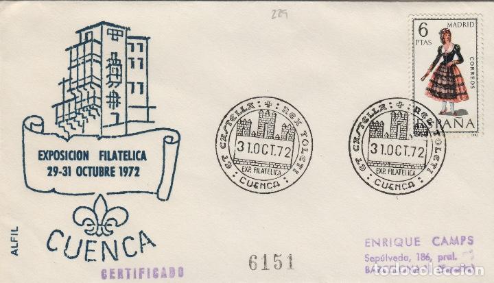 Sellos: 1972 CUENCA - EXPOSICION FILAT&Eacute;LICA  - SOBRE ALFIL - Foto 1