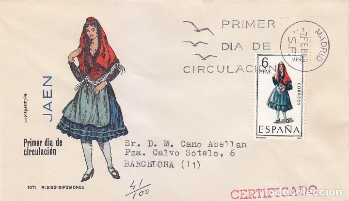 Francobolli: TRAJE DE JAEN TRAJES TIPICOS ESPA&Ntilde;OLES 1969 (EDIFIL 1899) EN SOBRE PRIMER DIA CIRCULADO DE MS. RARO.
