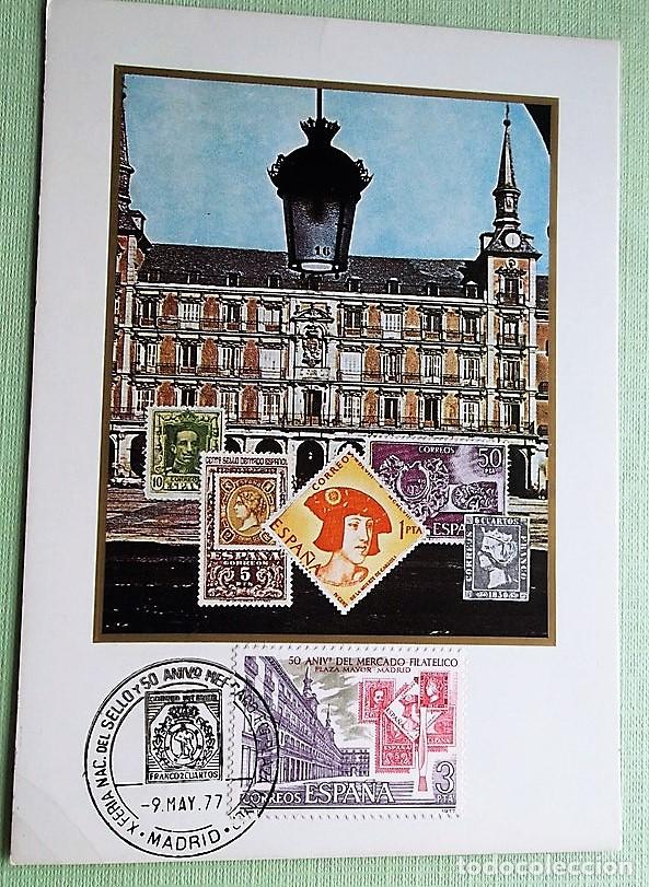 Sellos: Espa&ntilde;a. TM 2415 Mercado Filat&eacute;lico Plaza Mayor de Madrid. 1977. Matasello: X Feria Nac. Del Sello y