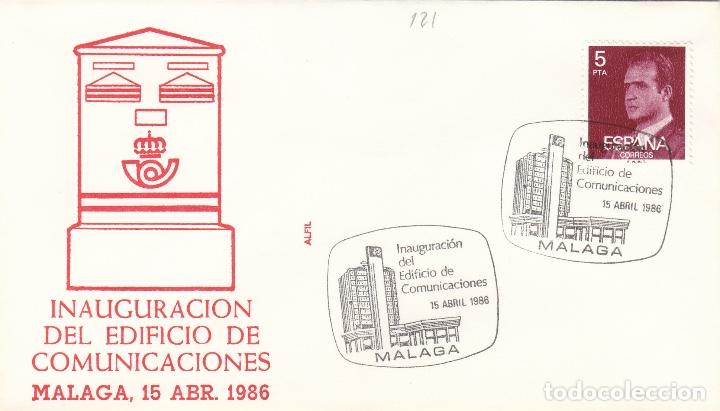 Sellos: 1986  MALAGA - INAUGURACI&Oacute;N DEL EDIFICIO DE COMUNICACIONES  - SOBRE ALFIL - Foto 1