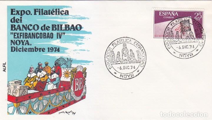 Stamps: REYES MAGOS EXFIBANCOBAO EXPOSICION FILATELICA, NOYA (LA CORU&Ntilde;A) 1974 RARO MATASELLOS EN SOBRE ALFIL