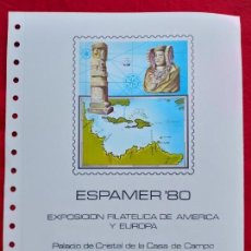Sellos: DOCUMENTO FILATELICO. EXPOSICION FILATELICA DE AMERICA Y EUROPA. EXPAMER 80. MADRID 1980.