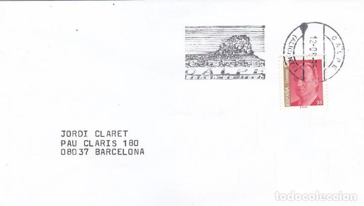 Timbres: PE&Ntilde;ON DE IFACH CALP, CALPE (ALICANTE) 1998. RARO MATASELLOS DE RODILLO EN SOBRE.