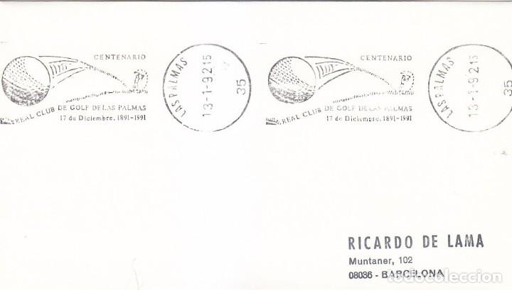 Francobolli: DEPORTES GOLF CENTENARIO REAL CLUB DE LAS PALMAS (CANARIAS) 1992. RARO MATASELLOS RODILLO EN SOBRE.
