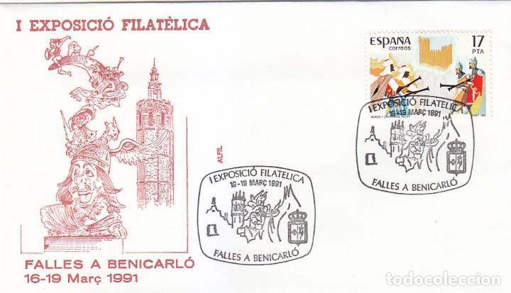 Timbres: LAS FALLAS FALLES I EXPOSICION, BENICARLO (CASTELLON) 1991. RARO MATASELLOS EN SOBRE DE ALFIL.