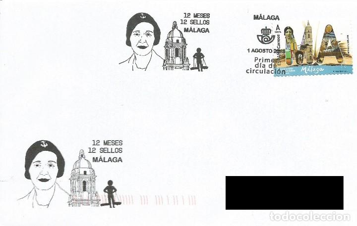 Sellos: ESPA&Ntilde;A. SOBRE PRIMER DIA. MALAGA 2018 - Foto 1