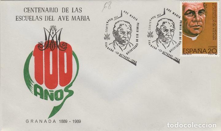 Sellos: 1989 GRANADA - CENTENARIO ESCUELA DEL AVE MARIA .SOBRE PRIMER DIA - Foto 1