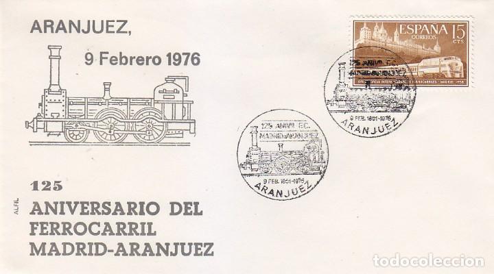 Selos: TRENES 125 ANIVERSARIO DEL FERROCARRIL MADRID-ARANJUEZ 1976. RARO MATASELLOS EN SOBRE DE ALFIL