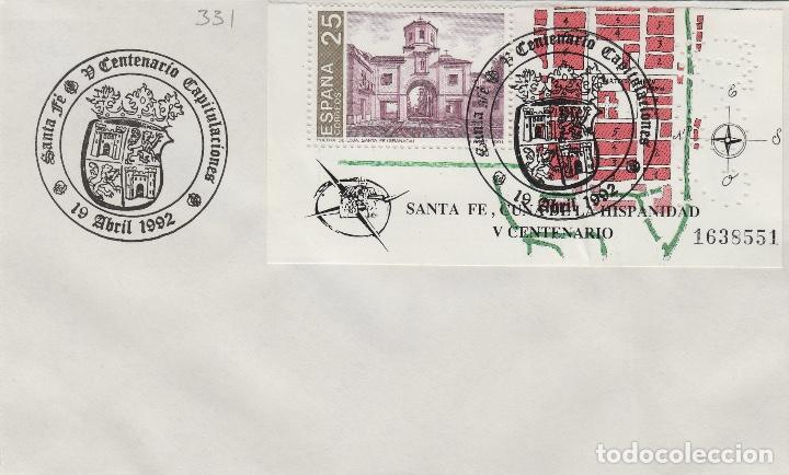 Sellos: 1992 GRANADA. V CENTENARIO CAPITULACIONES DE Santa Fe . SOBRE - Foto 1