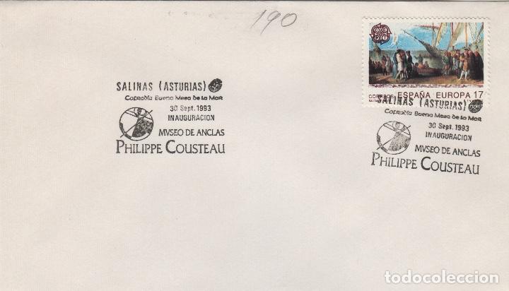 Sellos: 1993 SALINAS (ASTURIAS ), MUSEO ANCLAS , PHILIPPE COUSTEAU . SOBRE