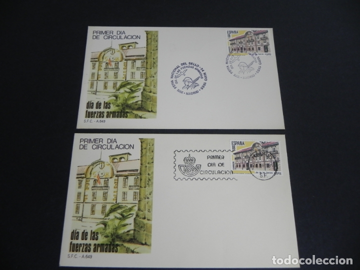 Sellos: PAREJA DE SOBRES PRIMER D&Iacute;A DE CIRCULACI&Oacute;N (D&Iacute;A DE LAS FUERZAS ARMADAS-1985)