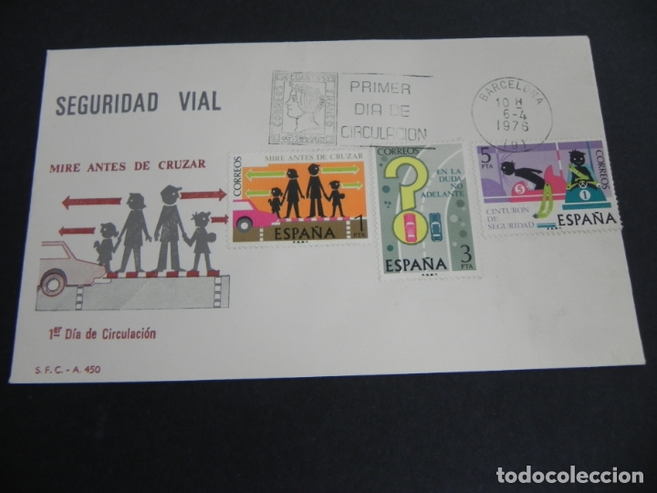 Briefmarken: SOBRE PRIMER D&Iacute;A DE CIRCULACI&Oacute;N (SEGURIDAD VIAL)